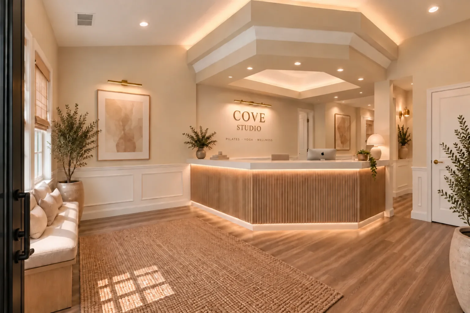 The reception and lounge at Cove Studio